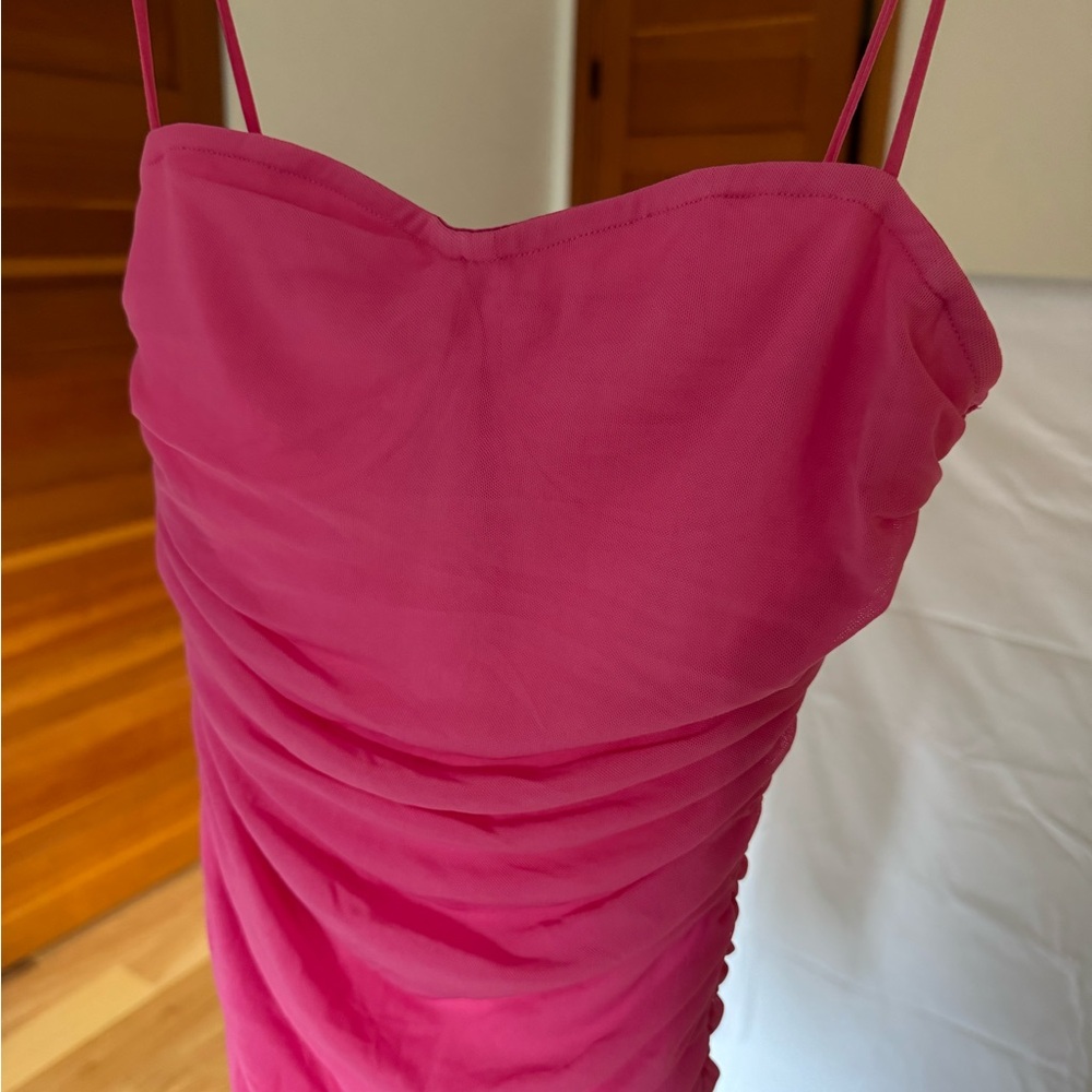 Pink Ruched Mini Dress - Picture 4 of 6
